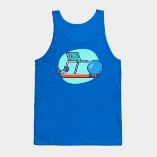 Treadmill, Dumbbell And Fitness Ball Cartoon Tank Top